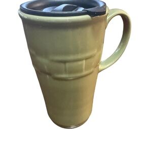 Longaberger Pottery Woven Traditions Sage Collection Travel Mug & Lid New